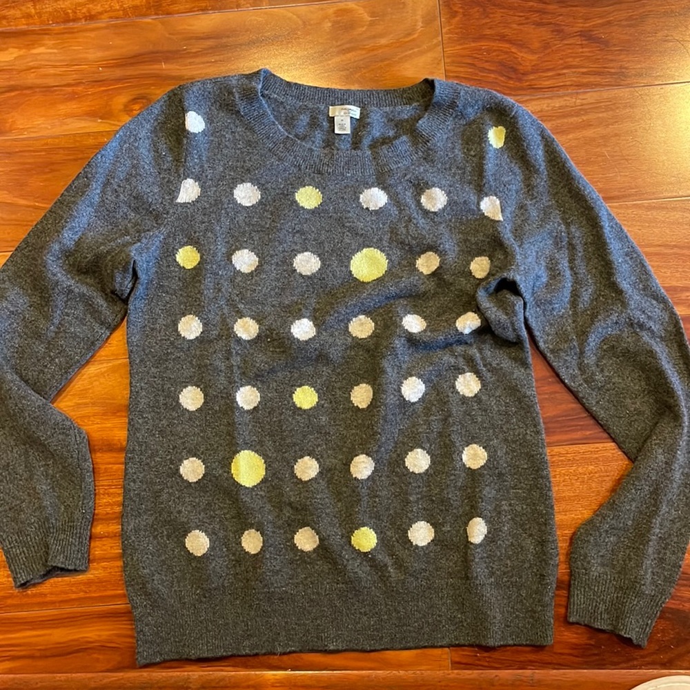 Halogen grey polka dot cashmere sweater size Medium